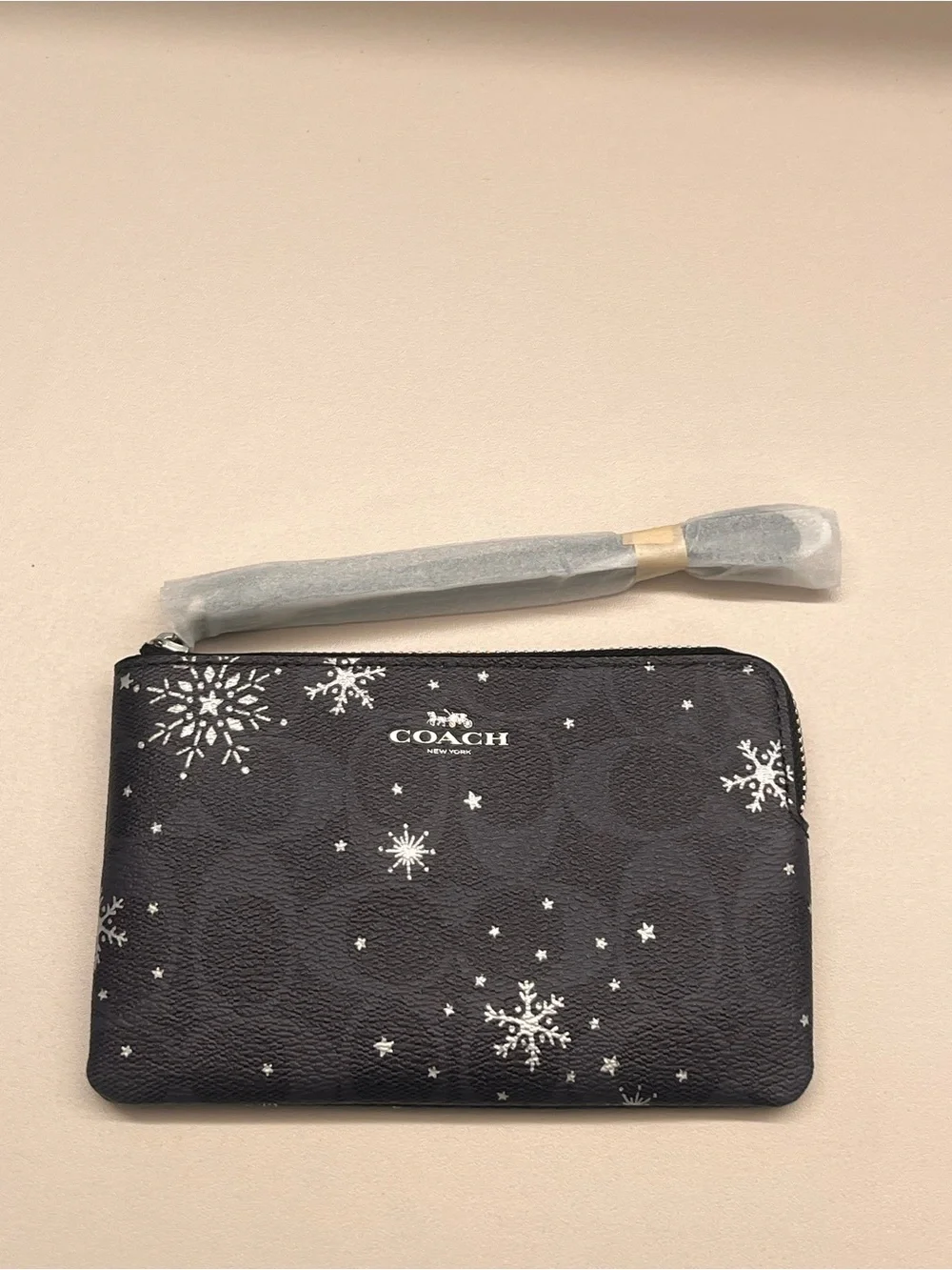 Coach Black Snowflake Zip Wristlet - Coach